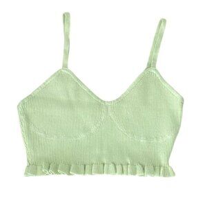 Ardene Green Ribbed Cropped Top Size Small NWOT